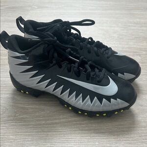 Nike Alpha Black & Silver Zigzag Turf Cleats with Yellow Stud Accents